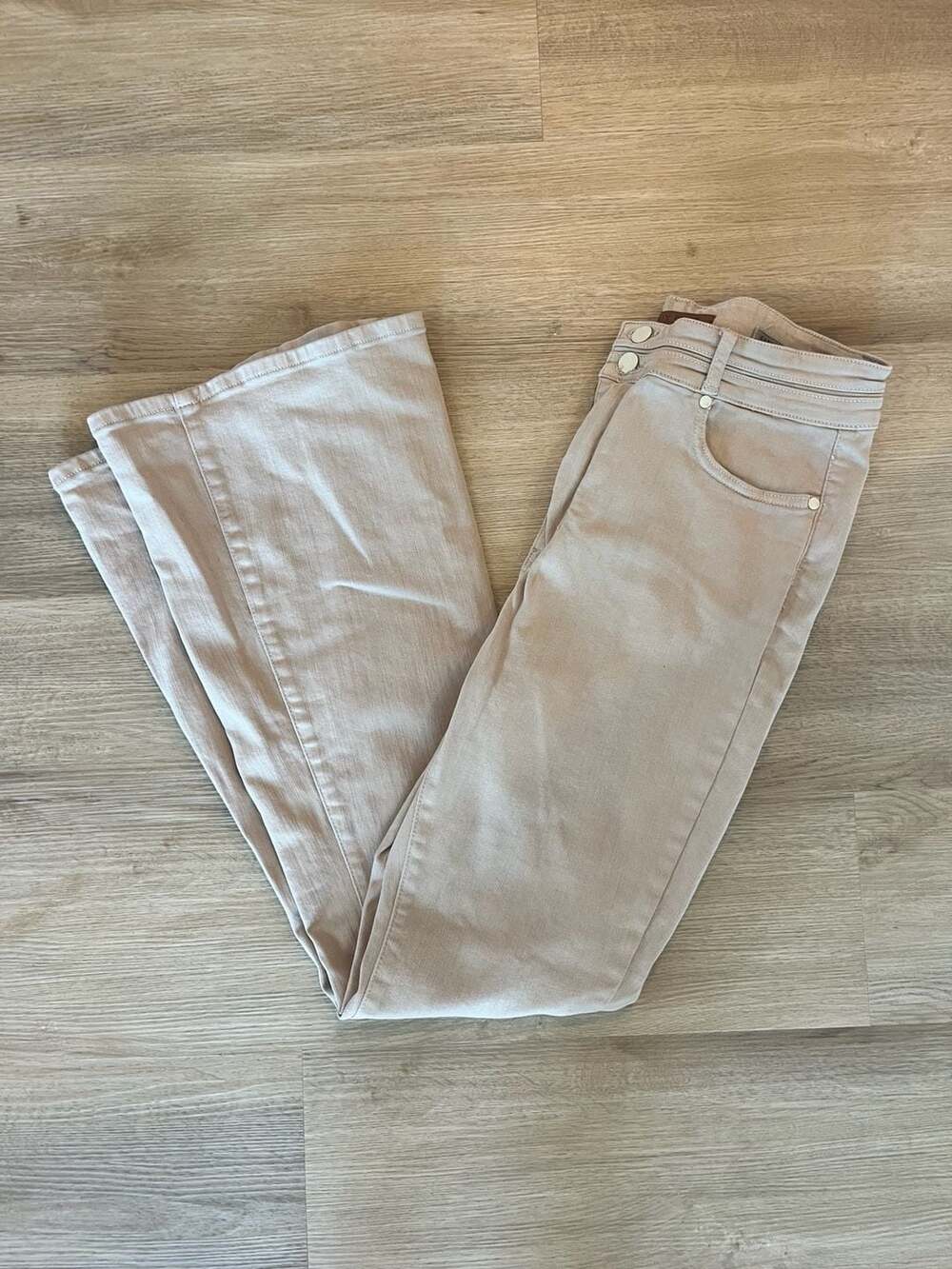 Judy Blue, Garment Dyed Flare Jeans,Wide Leg, Stretchy,Tan/Khaki,High Rise,15/32